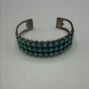 Turquoise and Silver Beaded Bracelet